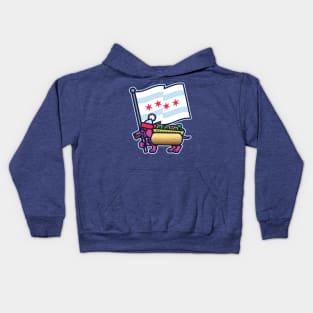 Chicago Stocking Cap Dog with Flag Kids Hoodie